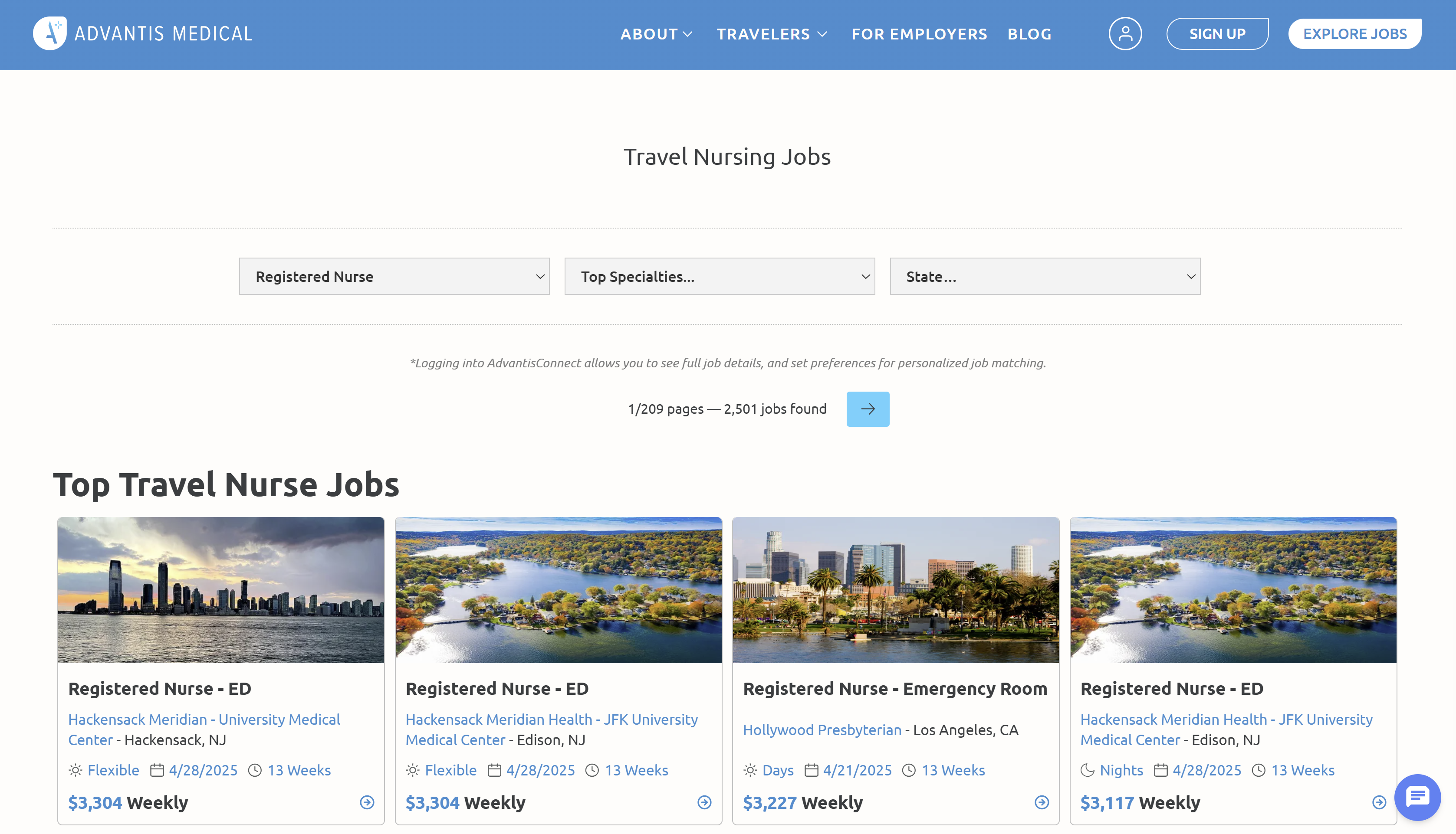 Advantis Medical jobs listing page